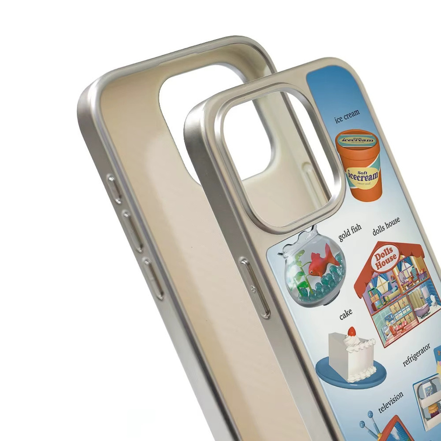 Stoßfeste Handyhülle DecoPhone Retro-Goldfischkuchen in Schwarz mit silbernem Rand für iPhone 17, 16, 15 und 14 Pro Max - Bild 2