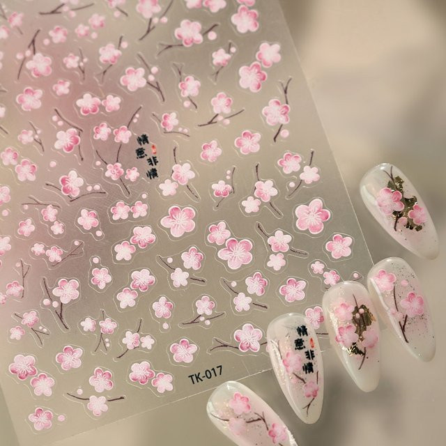 Rhstoe Nagelkunst-Aufkleber, Rosa-Weiß, Glänzend - Bild 1