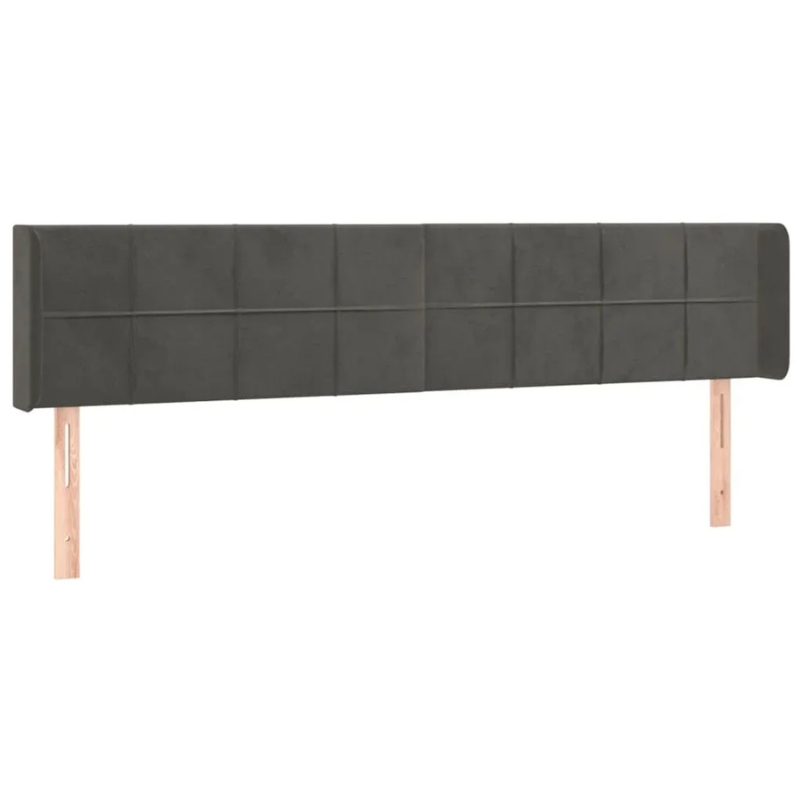 vidaXL LED Kopfteil aus Samt in Dunkelgrau mit USB-Ladeport und integrierter Beleuchtung, B: 203 cm, T: 16 cm, H: 78-88 cm - Bild 2