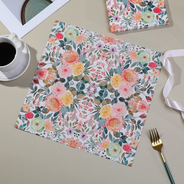 GUANYAO 20 Stück Aquarell-Blumenservietten mit buntem Blumenmuster auf Weiß, 33 cm für Hochzeit und Party - Bild 1
