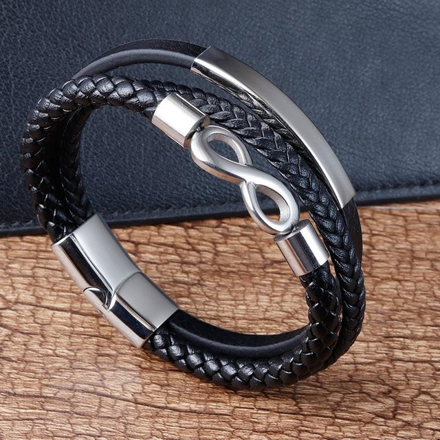 Rui Di Lederarmband Edelstahl, grau, Herren, 21 cm - Bild 1