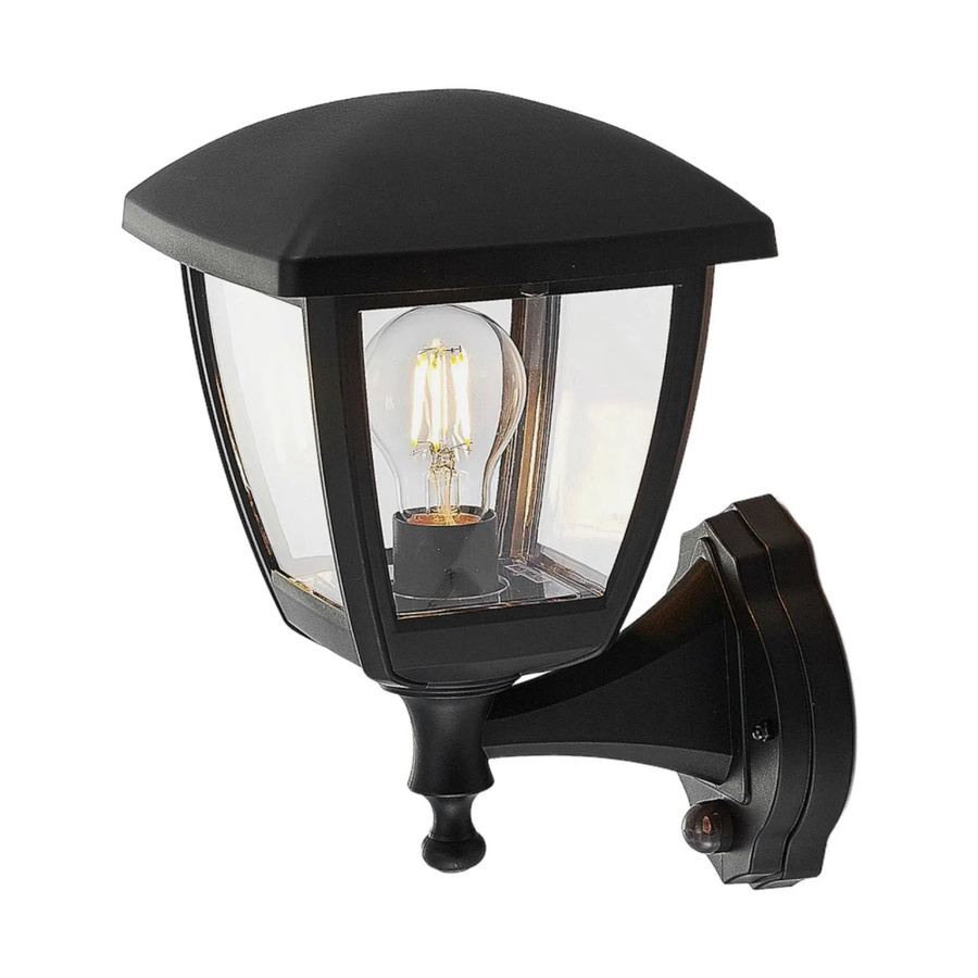 Lindby Wandleuchte Acelya Außen Schwarz mit Bewegungsmelder, 1-flammig E27, IP44, B/H/T: 23,0 x 31,1 x 19,0 cm - Bild 2