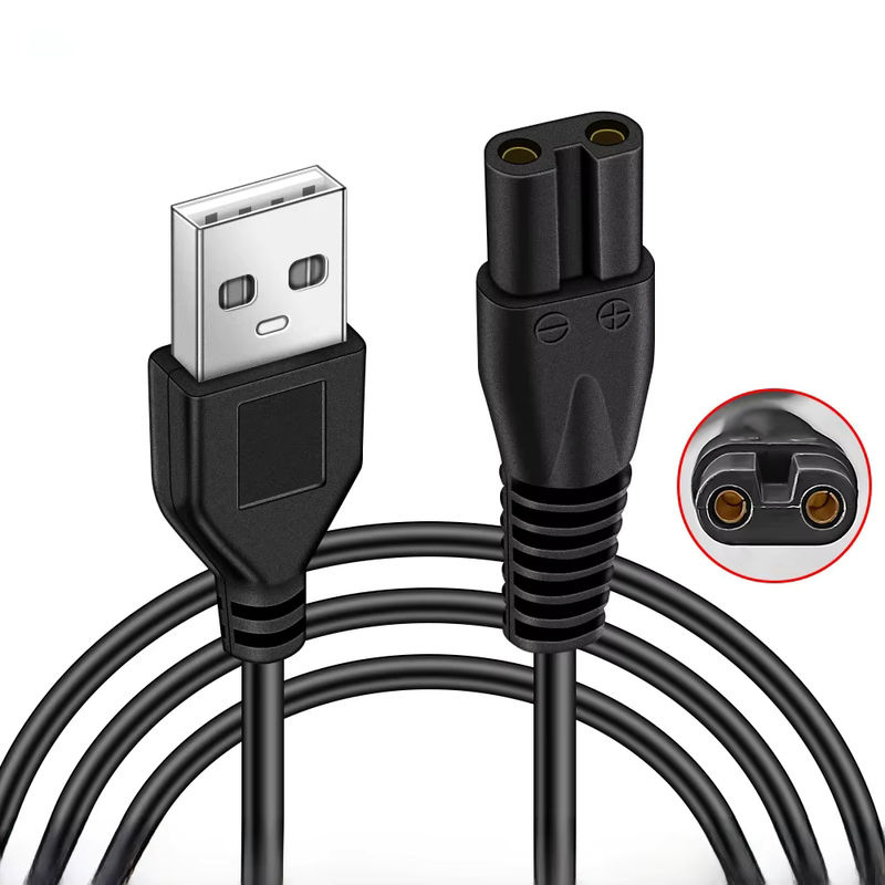 Edekoy USB-2-Pin-Ladekabel in Schwarz für Rasierer, kompatibel mit FS373, FS372, FS339, FS871 und Modellen mit Doppelloch-Steckverbindern - Bild 6