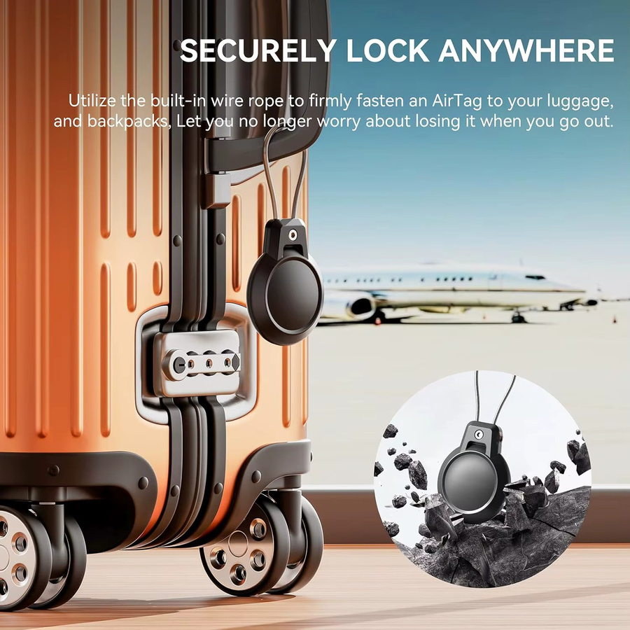 GITFOS Airtag-Halter für Apple Airtag in Schwarz mit Drahtkabel als wasserdichte Schutzhülle für Gepäck und Rucksack - Bild 4