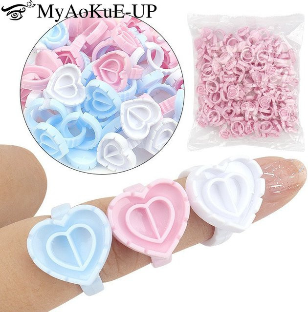 myaokue-up Kleber Ring Halter, Herzförmig, Light Pink, 100 Stück - Bild 1