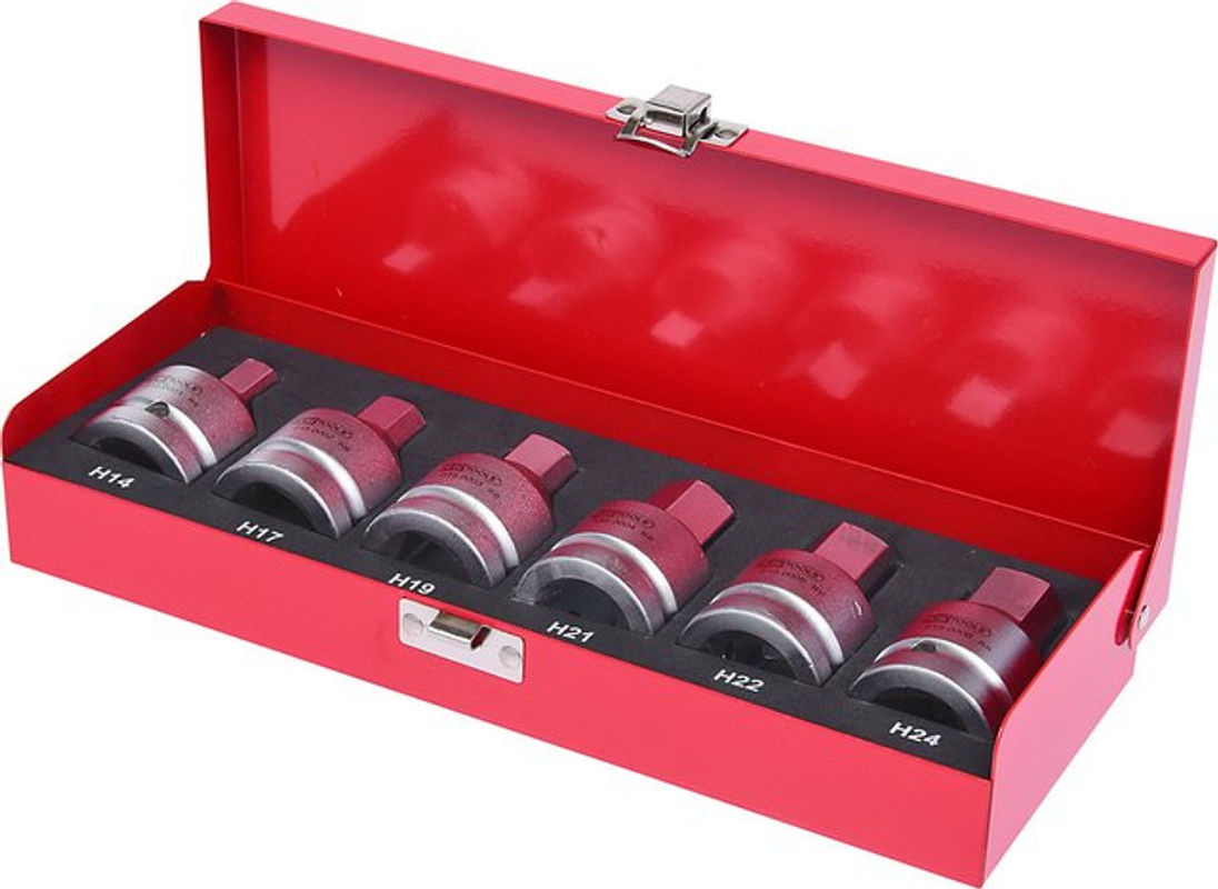 KS Tools 3/4 Zoll Kraft-Bit-Stecknuss-Satz, 6-teilig, 14-24mm, Chrom-Molybdän-Stahl, Rot - Bild 2