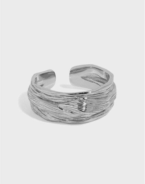 Allbestart Ring 925 Silber, unregelmäßige Textur, Damen - Bild 1