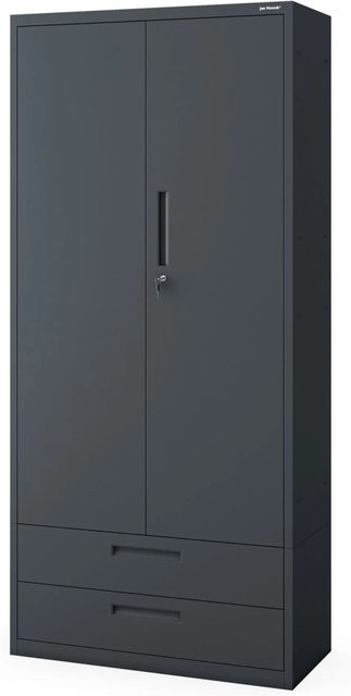 JAN NOWAK Hoher Metall-Büroschrank MEGAN mit Schubladen und Türen, Anthrazit, H: 195 cm, B: 90 cm, T: 40 cm - Bild 1