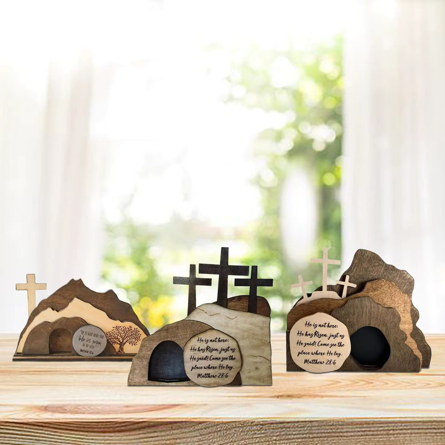 Kesoto Grabfigur Kreuz-Dekoration aus Holz in Braun mit floralem Design, Höhe: 25,0 cm, Breite: 15,0 cm - Bild 3