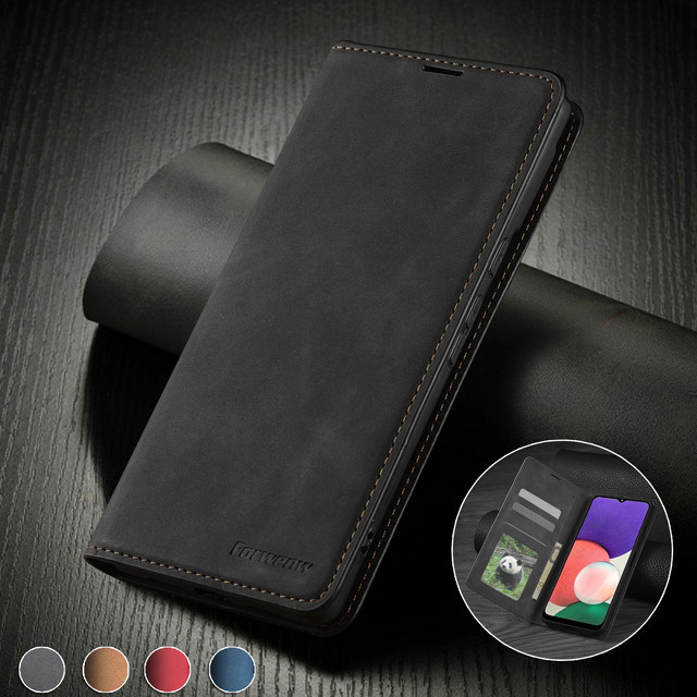 Flip Ledertasche für Samsung Galaxy A-Serie in Schwarz oder Braun als Brieftasche und Schutzhülle - Bild 1