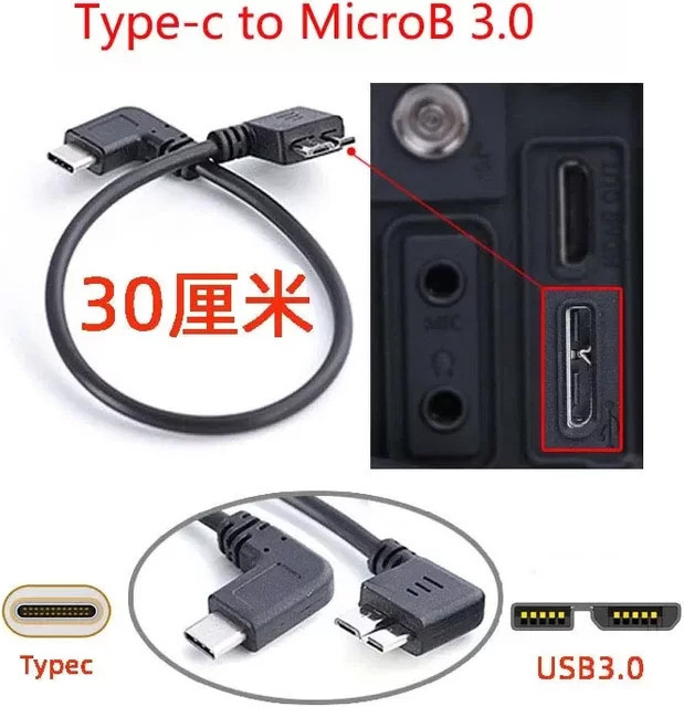 BSN USB 3.1 Typ-C auf USB 3.0 Micro B Adapter mit 90 Grad Winkel, 5 Gbit/s Datenübertragung, OTG für Festplatte, Handy und PC, Schwarz - Bild 1
