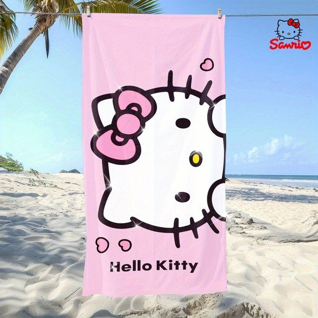 Hello Kitty Strandtuch in Pink, weiches und schnelltrocknendes Multifunktionstuch - Bild 1