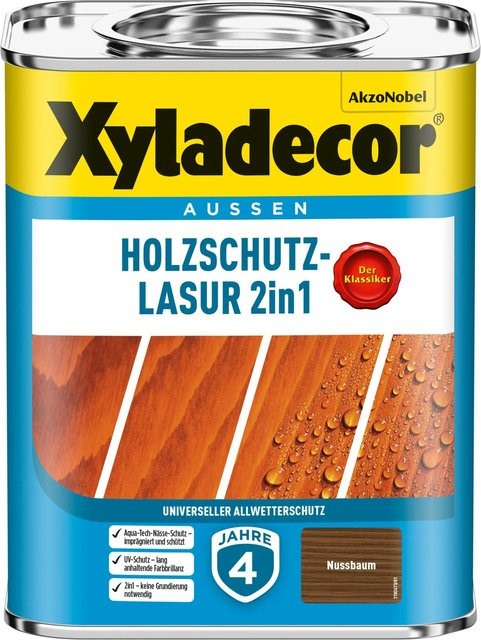 Xyladecor Holzschutz-Lasur 2in1 Nussbaum matt 750 ml - Bild 1