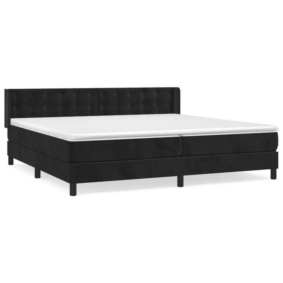 vidaXL Boxspringbett mit Matratze und Kopfteil in Schwarz aus Samt, B/T/H: 200 x 200 x 103 cm - Bild 2
