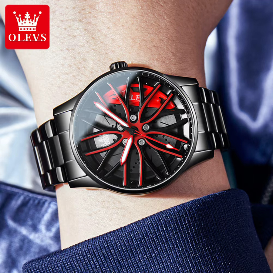 OLEVS Armbanduhr, Quarz, Edelstahl, Schwarz, Herren - Bild 3