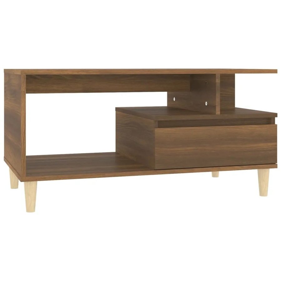 vidaXL Couchtisch in Braun aus Holzwerkstoff und Eukalyptus-Massivholz, B/T/H: 90 x 49 x 45 cm - Bild 2