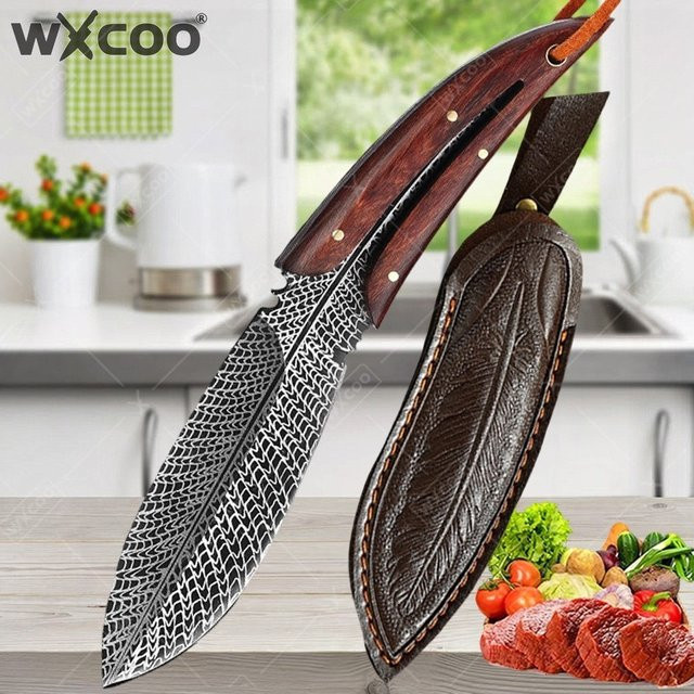 WXCOO Edelstahl Küchenmesser aus Edelstahl und Holz zum Schneiden von Fleisch, Knochen und Obst - Bild 1