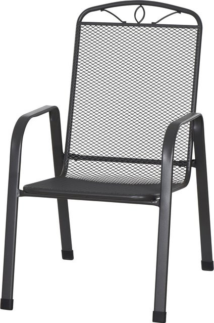 Siena Garden Elda Plus Stapelsessel aus Stahl mit Textilene und Streckmetall in Anthrazit, B/T/H: 58 x 65 x 96 cm - Bild 1