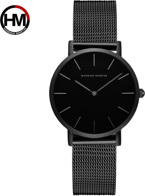 Hannah Martin Armbanduhr, Quarz, Edelstahl, Milanaise, Schwarz, Damen - Bild 1