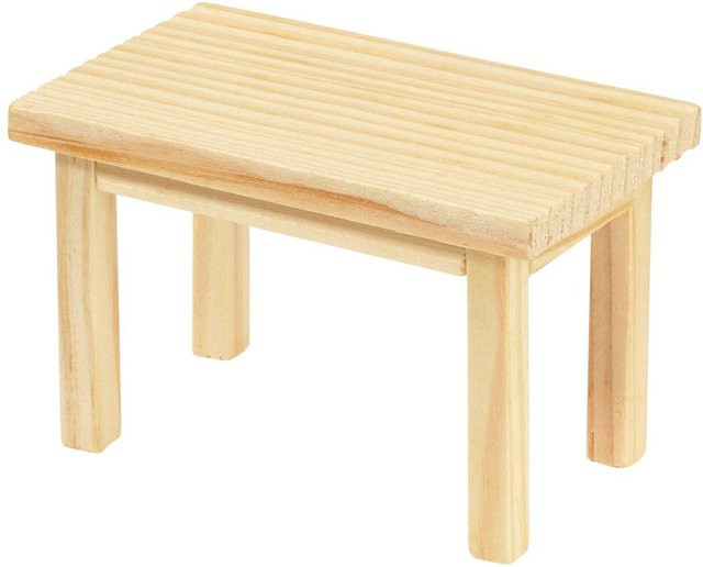 HobbyFun Miniatur Tisch rechteckig aus Holz in Beige - Bild 1