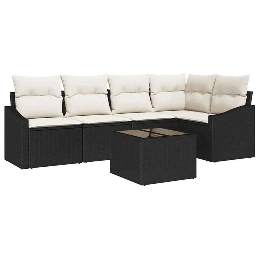 6-teiliges vidaXL Garten-Sofa-Set aus Poly-Rattan in Schwarz - Bild 2
