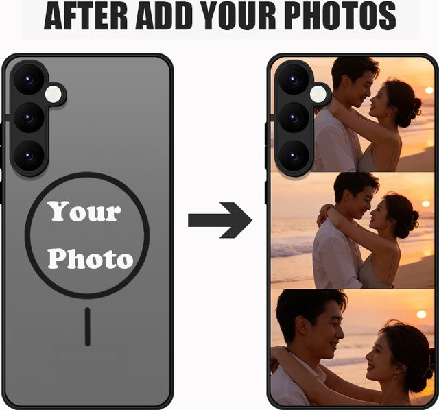 Personalisierte Magnetische DIY Fotohülle für Samsung Galaxy S26 S25 S24 S23 Ultra S22 Plus S21 FE mit MagSafe Kompatibilität in Schwarz von MOESOE - Bild 1