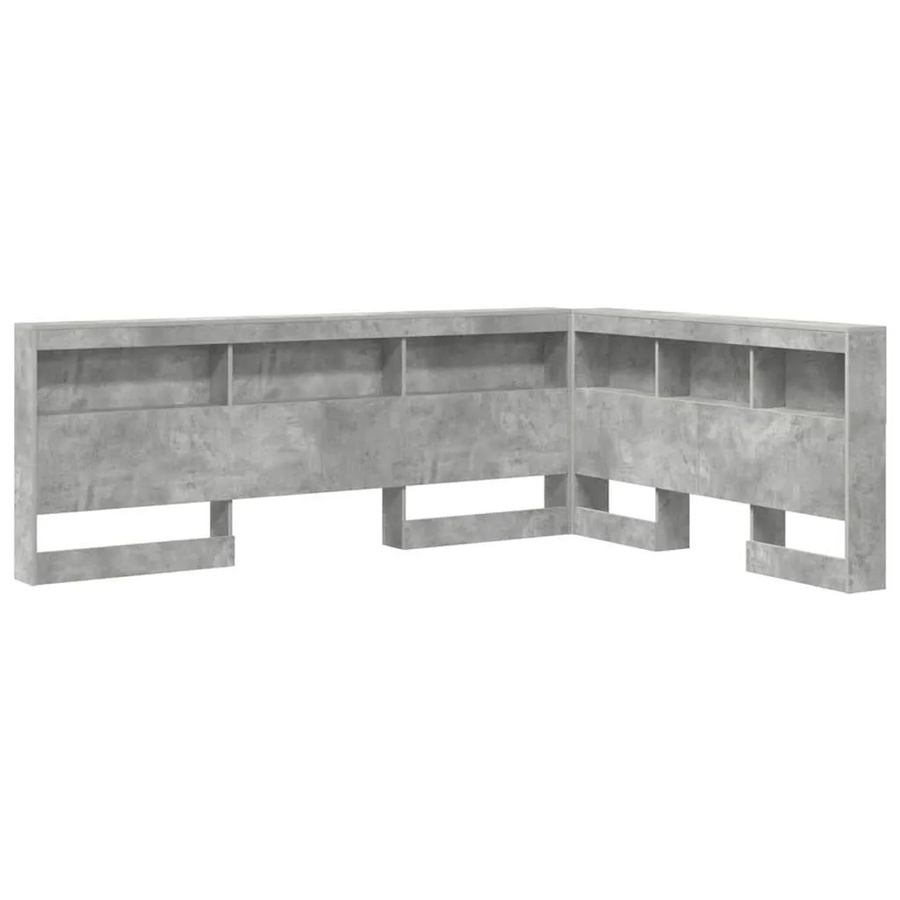 vidaXL Aufbewahrungskopfteil mit Regal in Betongrau, modern mit USB-Ladeport und integriertem Ablagefach, Holzwerkstoff und Stahl, Breite: 167,5 cm, Höhe: 76,5 cm, Tiefe: 76,5 cm - Bild 2