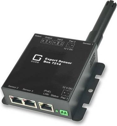 GUDE Expert LAN-Sensor für Temperatur, Luftfeuchte, Luftdruck und I/O-Monitoring in Schwarz - Bild 1