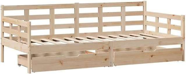 vidaXL Tagesbett aus massivem Kiefernholz mit Schubladen im rustikalen Design, Breite: 90 cm, Länge: 190 cm - Bild 1