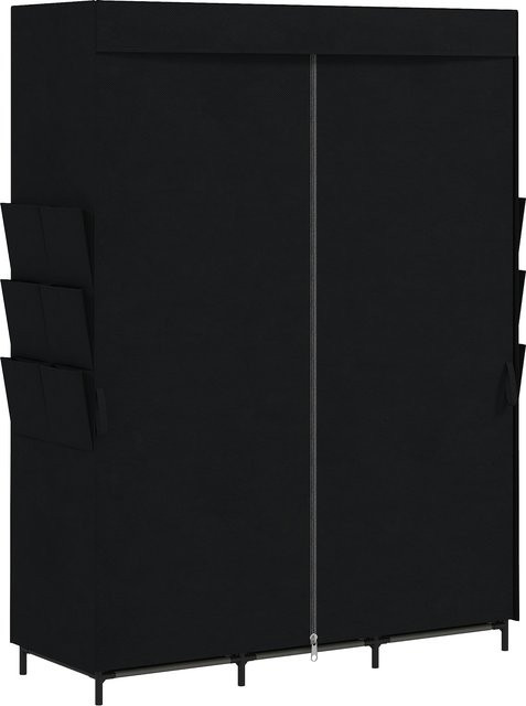 HOMCOM Platzsparender Stoff-Kleiderschrank mit 3 Kleiderstangen, 3 Regalböden und 6 Seitentaschen in Schwarz, B/T/H: 130 x 45 x 167 cm - Bild 1
