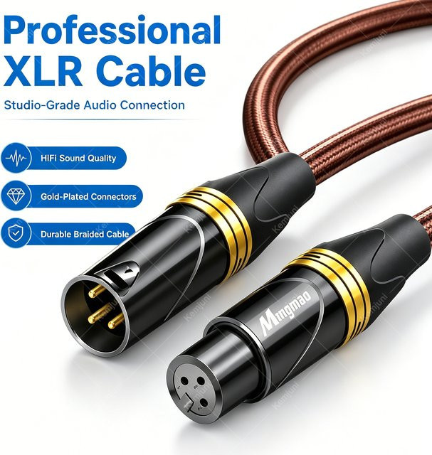 Kemjuni XLR-Audiokabel mit 3-Pin-Stecker auf XLR-Buchse in Schwarz für Mikrofone und Mischpulte - Bild 1