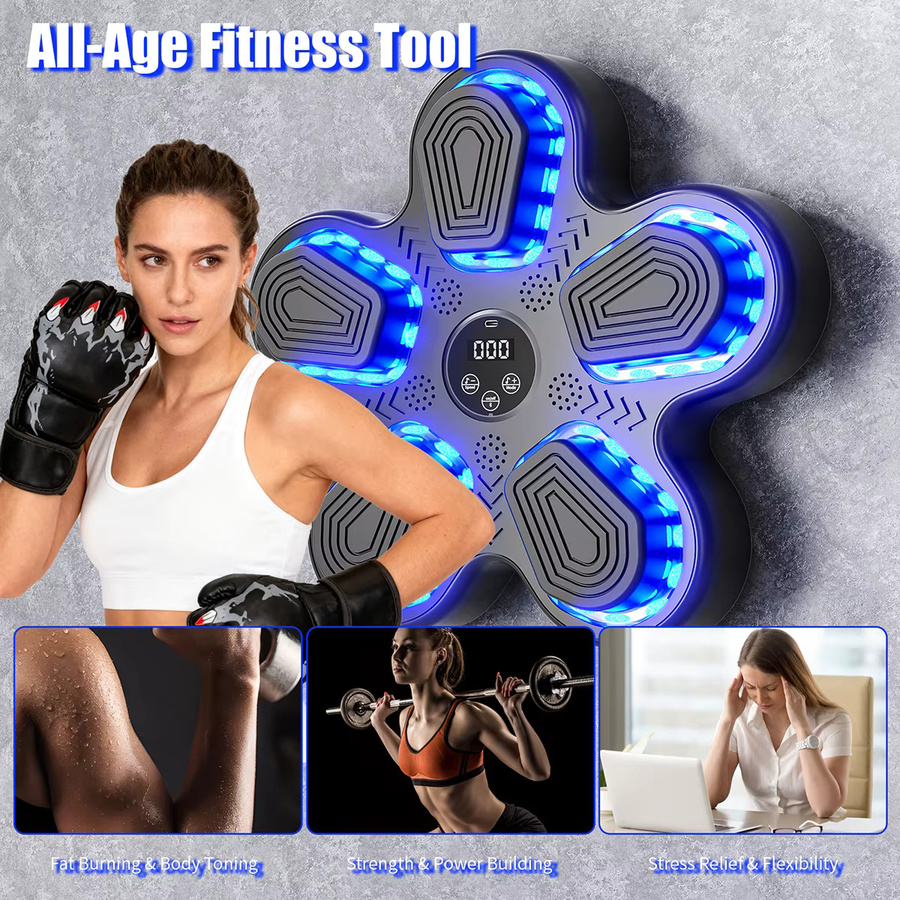 GKHMNEW Music Boxing Machine, Elektronische Musik Boxmaschine, mit LED Licht, Bluetooth, Schwarz - Bild 5