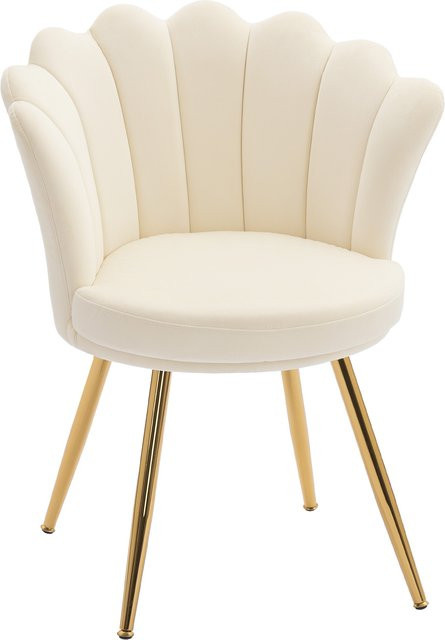 HOMCOM Muschelsessel Samt-Sessel in Beige mit goldfarbenen Metallbeinen, B/T/H: 67 x 64 x 77 cm, Aosom - Bild 1
