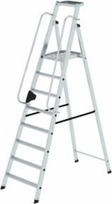 MUNK Aluminium-Stehleiter einseitig begehbar mit 8 Stufen in Silber - Bild 1