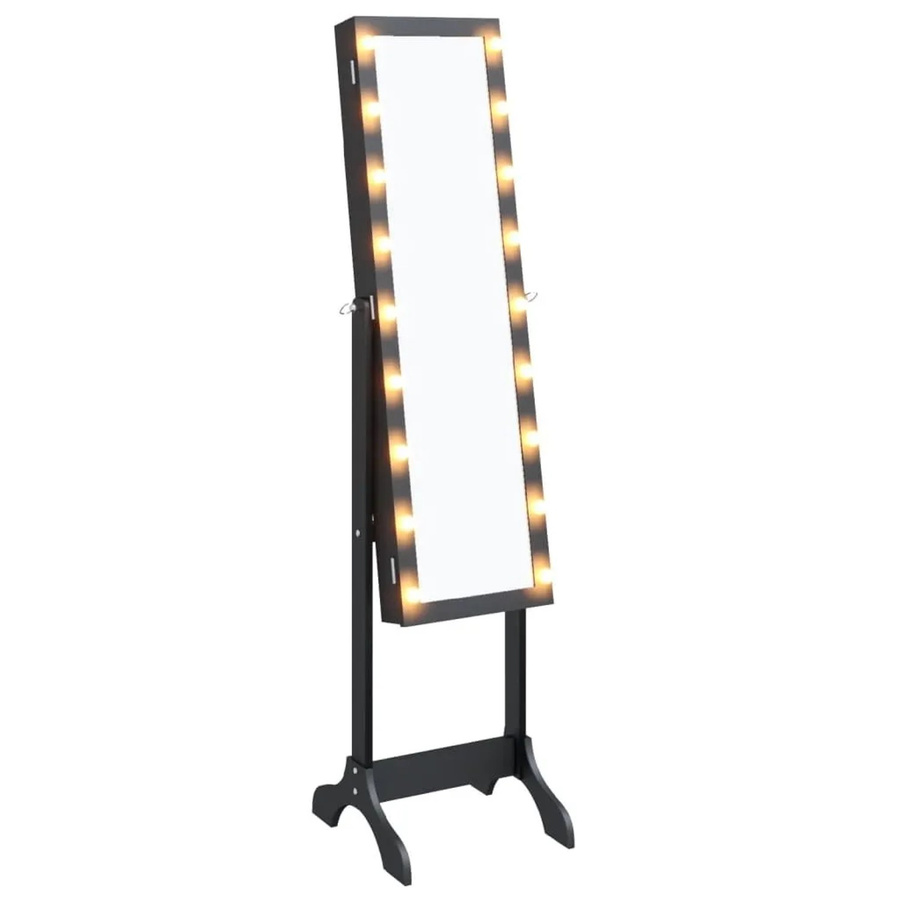 vidaXL Standspiegel mit LED in Schwarz, B/T/H: 34 x 14 x 146 cm - Bild 2