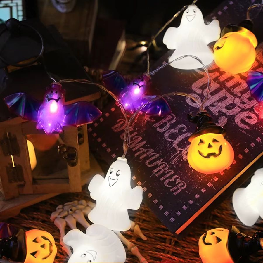 Peach Forest LED Halloween Lichterkette mit Geistern, Fledermäusen und Kürbissen für eine gruselige Atmosphäre, batteriebetrieben - Bild 3