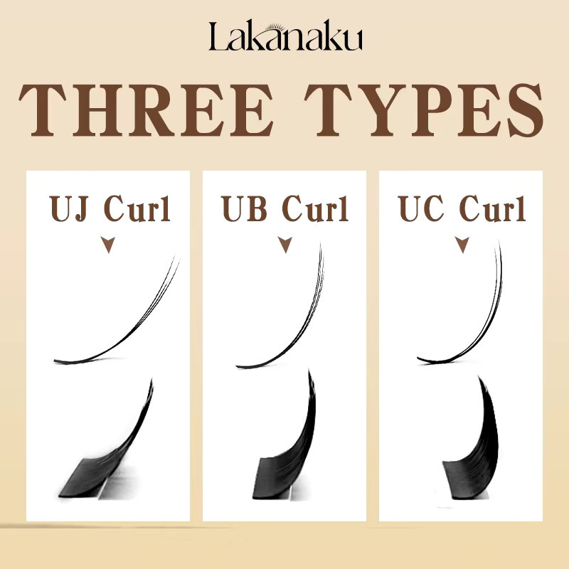 LAKANAKU Kamelie Einzelne Wimpernverlängerungen, Black LB Curl, Unisex - Bild 3