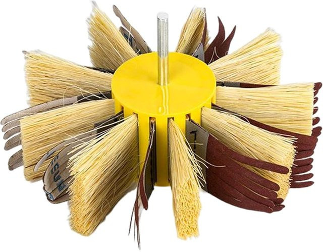 SI FANG Polierbürstenrad aus Sisal und Schmirgeltstoff für Holzgrundierung und Metallschleifen, Durchmesser: 150 mm, Schaft: 6 mm - Bild 1