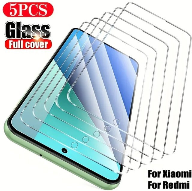 5 Stück Xiaomi Displayschutzfolie aus gehärtetem Glas, transparent, passend für Redmi Note 14S Note 15 14 13 Pro 12 Pro Plus und Note 11 10 Pro - Bild 1