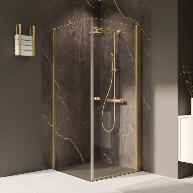 Breuer Seitenwand Elana 2.0 für Drehtür aus Klarglas in Gold, B: 80 cm, H: 200 cm, Anschlag L - Bild 1