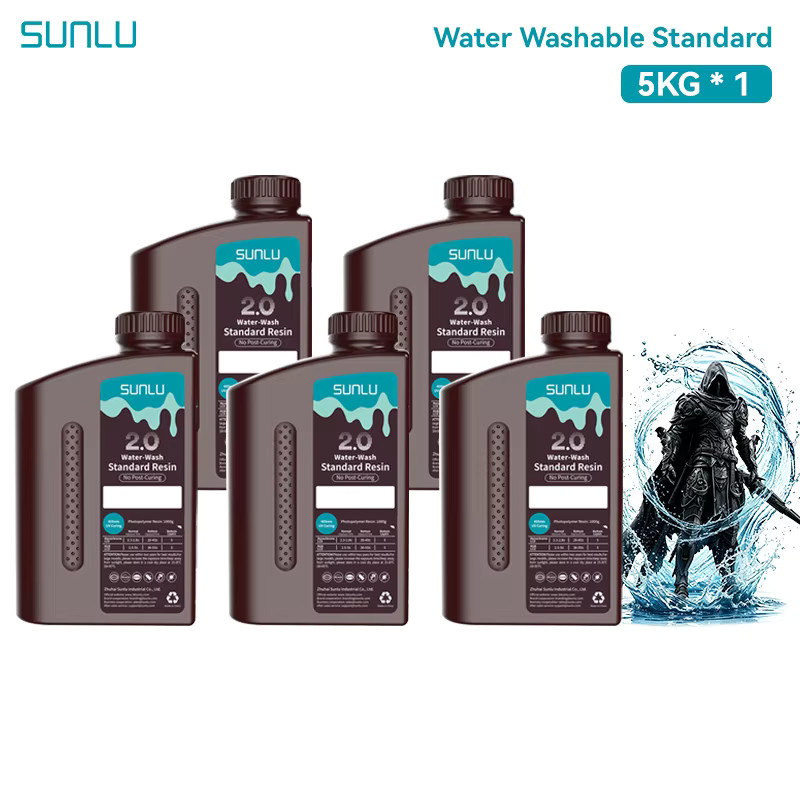 SUNLU Wasserlösliches Standard-Harz Grau, 5 kg, Hochpräzise und Geruchsarm für LCD 3D-Drucker - Bild 5