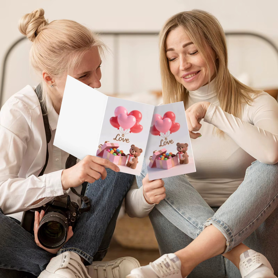 Universelle Grußkarte Love Bear Pat in Rot und Mehrfarbig aus Papier für verschiedene Anlässe wie Kindertag, Vatertag, Muttertag, Valentinstag, Weihnachten und Neujahr - Bild 3
