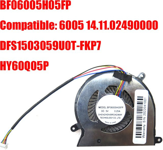 Ersatzlüfter RTDPART BF06005H05FP kompatibel mit 6005 14.11.02490000 DFS1503059U0T-FKP7 HY60Q05P DC5V - Bild 1
