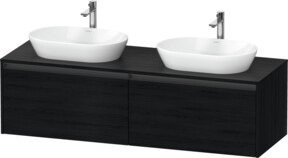 Duravit Waschtischunterschrank Ketho.2 in Weiss und Schwarz, wandhängend mit 2 Auszügen, Breite: 160 cm, Tiefe: 55 cm - Bild 1