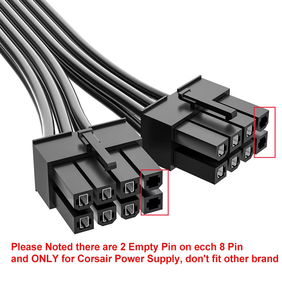 Corsair Premium PCIe 5.0 Gen 5 12V HPWR-Netzteilkabel in Schwarz für Typ-4-Netzteile mit Dual 8-Pin PCIe auf 12+4-Pin Anschluss - Bild 6