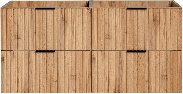 Waschbeckenunterschrank Vente-unique Zevara im Bohème-Stil, gerippt, Farbe: Beige/Braun, B: 120 cm, T: 46 cm, H: 57 cm - Bild 1