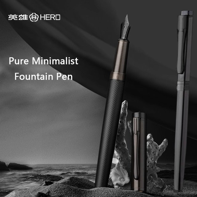 Hero Exquisiter Metallic-Füllfederhalter mit Iridium-Feder in Schwarz für Büro und Schule - Bild 1