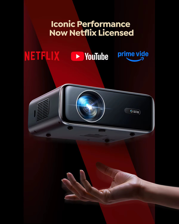 Wimius P62Pro Smart-Projektor in Schwarz mit 4K UHD Auflösung, 45000 Lumen, Netflix-Lizenz, Dolby Audio und Auto-Fokus - Bild 3