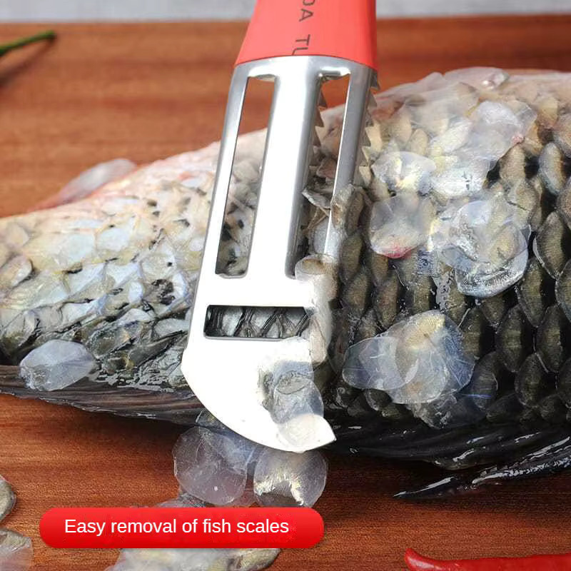 MXBAOHENG Fischschuppenentferner aus Edelstahl in Rot als Küchenschäler und Schaber - Bild 3