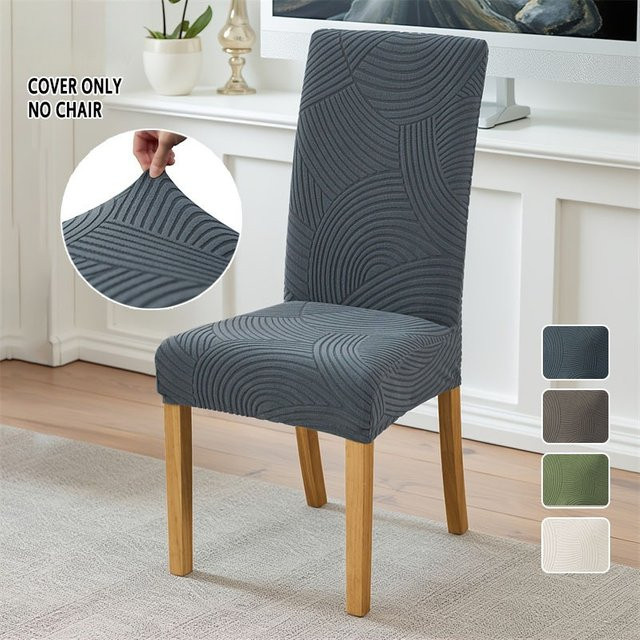 WANERQU Jacquard Esszimmerstuhl-Bezug aus elastischem Stoff in Grau für dein Esszimmer oder Wohnzimmer - Bild 1